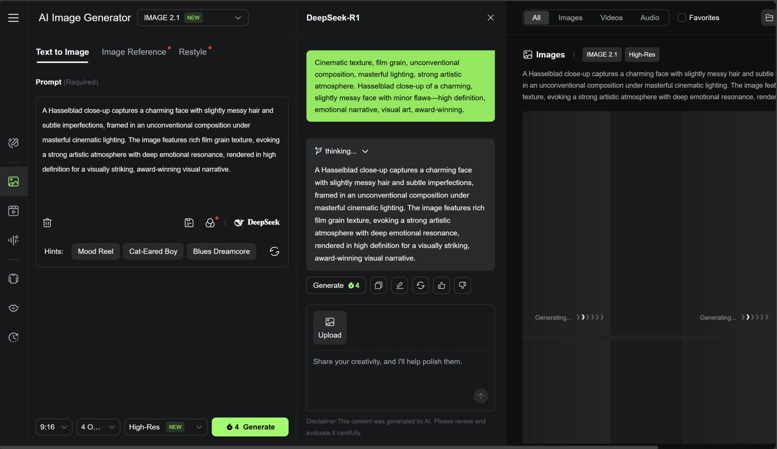 Kling AI — advanced controls panel