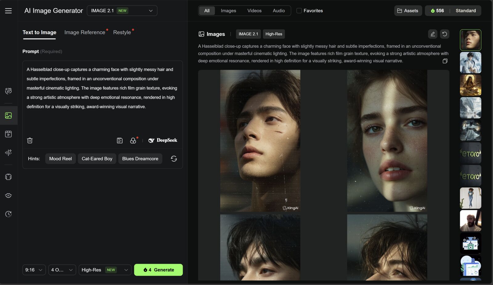 Kling AI — image-to-video screen