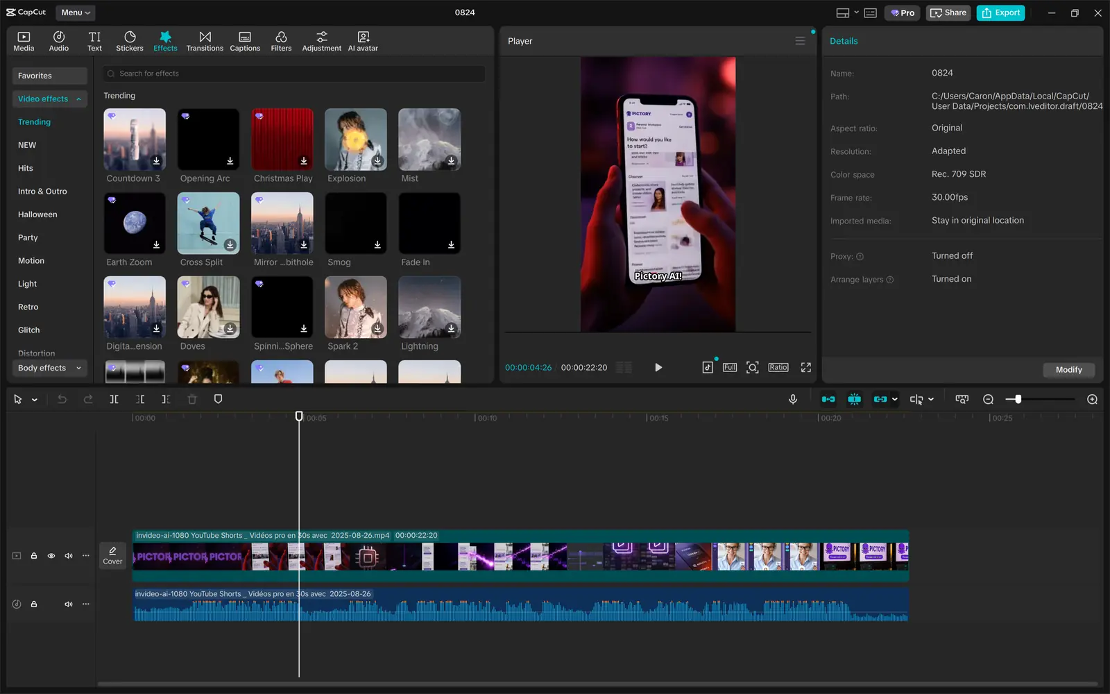 CapCut interface preview